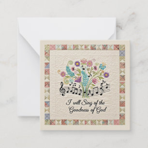Goodness of God quilted look floral music Note Card