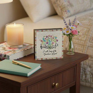 Goodness of God quilted look floral music Wooden Box Sign