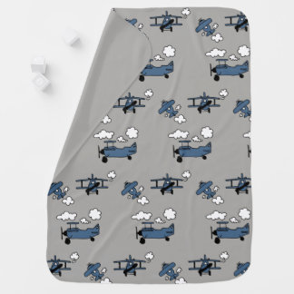 GoodNight Bye Bi-Planes Baby Blanket Blue