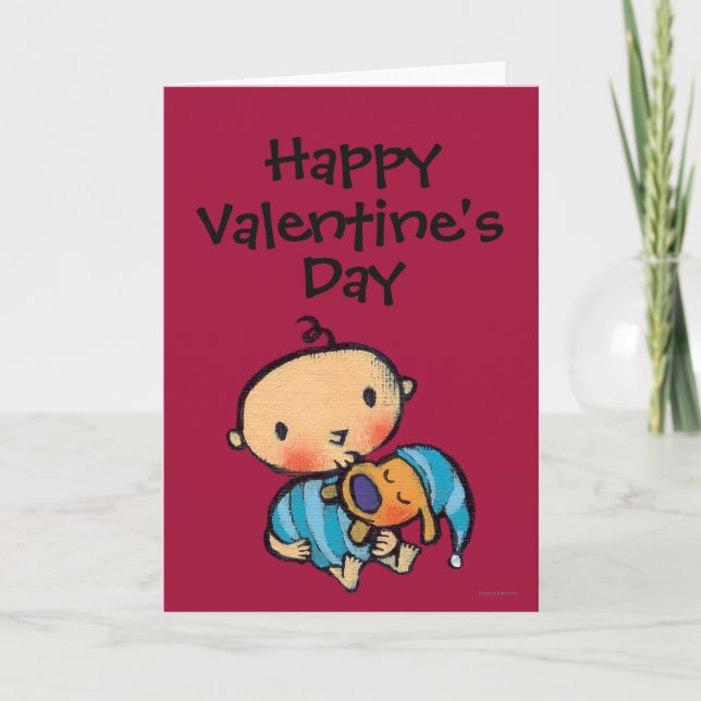 Goodnight Kisses Adorable Puppy in Blue Pajamas Holiday Card (Front)