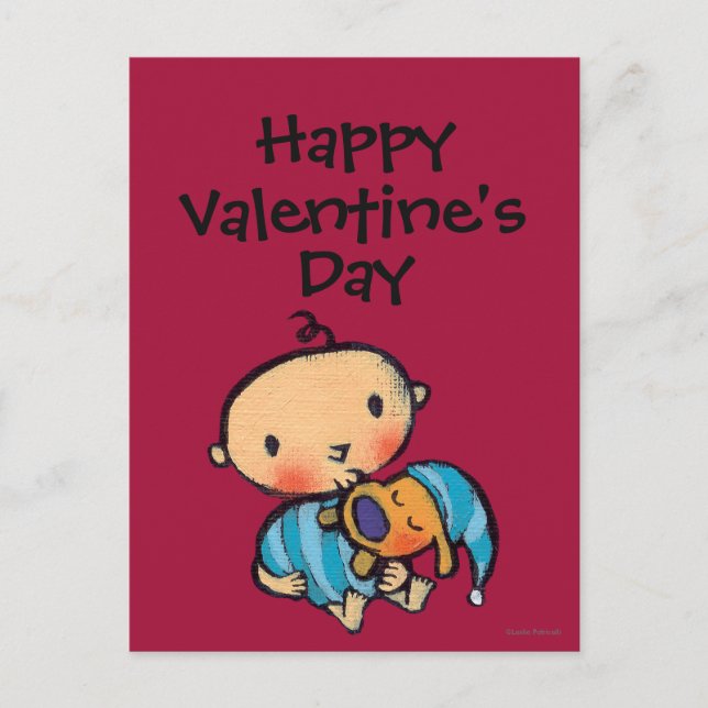 Goodnight Kisses Adorable Puppy in Blue Pajamas Holiday Postcard (Front)