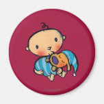 Goodnight Kisses Adorable Puppy in Blue Pajamas Magnet