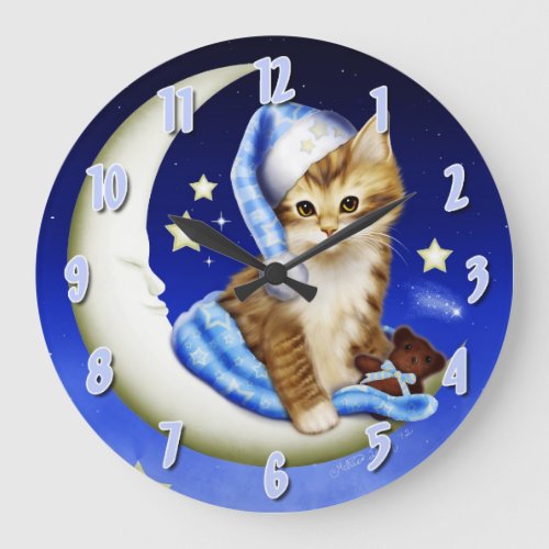 Goodnight Moonlight Cat Nursery Clock