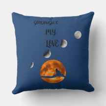 ''Goodnight My Love'' Night Scene Throw Pillow