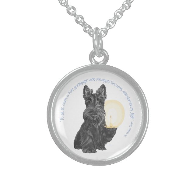 Goodnight Scottish Terrier Sterling Silver Necklace (Front)