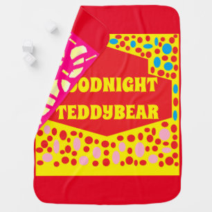 Goodnight Teddybear bright red yellow kids Baby Blanket
