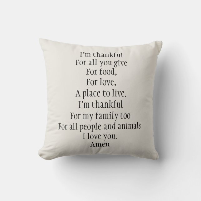 Goodnight Thankful Prayer Throw Pillow (Front)