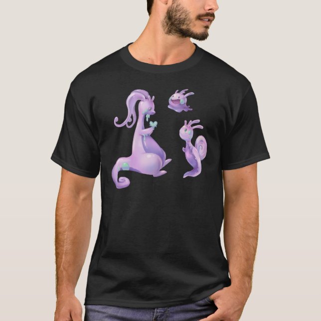 Goodra, Sliggoo, Goomy Sticker T-Shirt (Front)