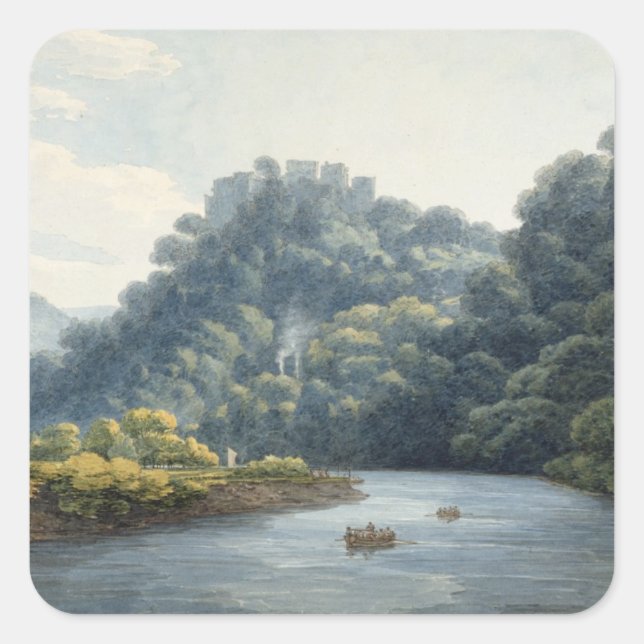 Goodrich Castle on the Wye (w/c, pen & ink, chalk Square Sticker (Front)