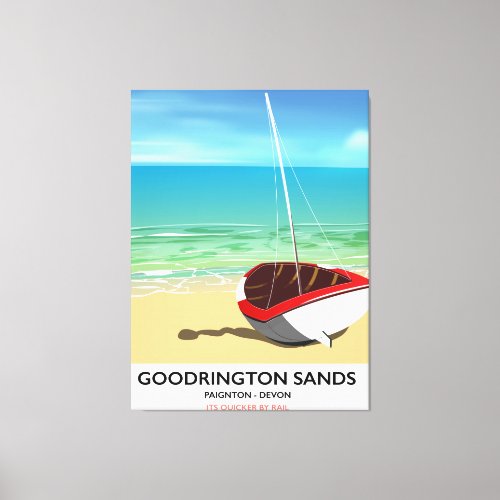 Goodrington Sands Devon vintage travel poster Canvas Print