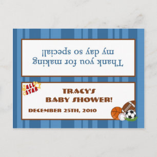 Goody Bag Topper All-Star Blue Invitation Postcard