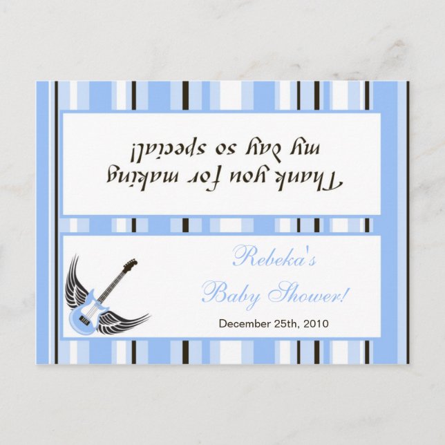 Goody Bag Topper Boy Blue Punk Rocker Guitar Invitation Postcard (Front)