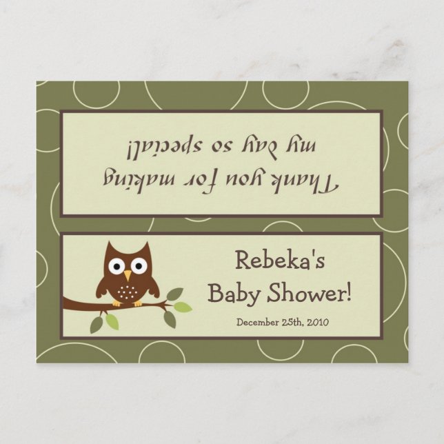 Goody Bag Topper Forrest Animal Owl Deer Bird Porc Invitation Postcard (Front)
