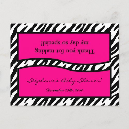 Goody Bag Topper Hot Pink Zebra Print Invitation Postcard