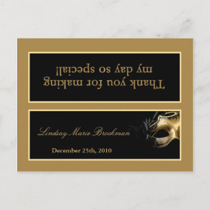 Goody Bag Topper Mis XV Gold Black Party Invitation Postcard