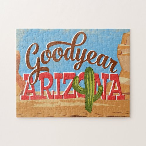 Goodyear Arizona Cartoon Desert Vintage Travel Jigsaw Puzzle