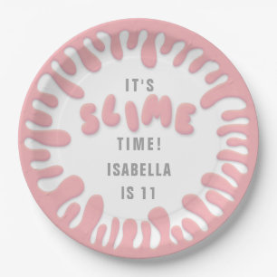 Gooey rose pink slime party paper plates