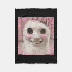 Goofy Ahh Cat Meme Dank Cursed Weirdcore Cringey B Fleece Blanket