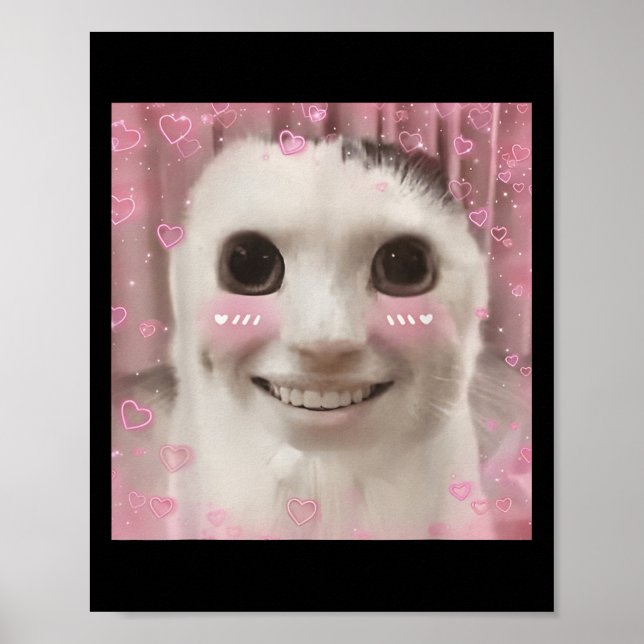 Goofy Ahh Cat Meme Dank Cursed Weirdcore Cringey B Poster (Front)