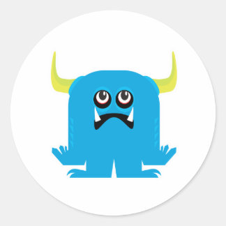 goofy blue monster classic round sticker