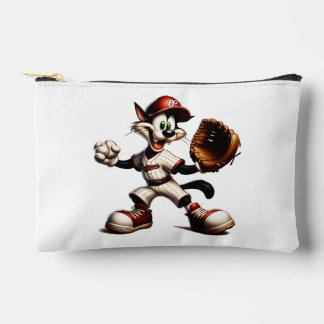 Goofy Cat Baseball Pitcher Winds Up Accessory Pouch