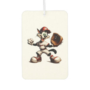 Goofy Cat Baseball Pitcher Winds Up Air Freshener