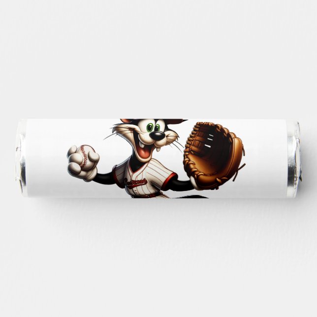 Goofy Cat Baseball Pitcher Winds Up Breath Savers® Mints (Front)