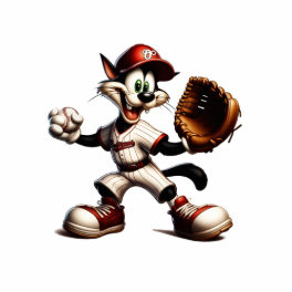 Goofy Cat Baseball Pitcher Winds Up Cutout