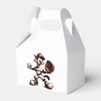 Goofy Cat Baseball Pitcher Winds Up Favor Boxes