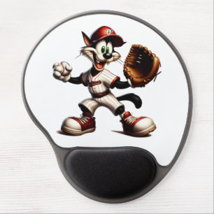 Goofy Cat Baseball Pitcher Winds Up Gel Mouse Pad