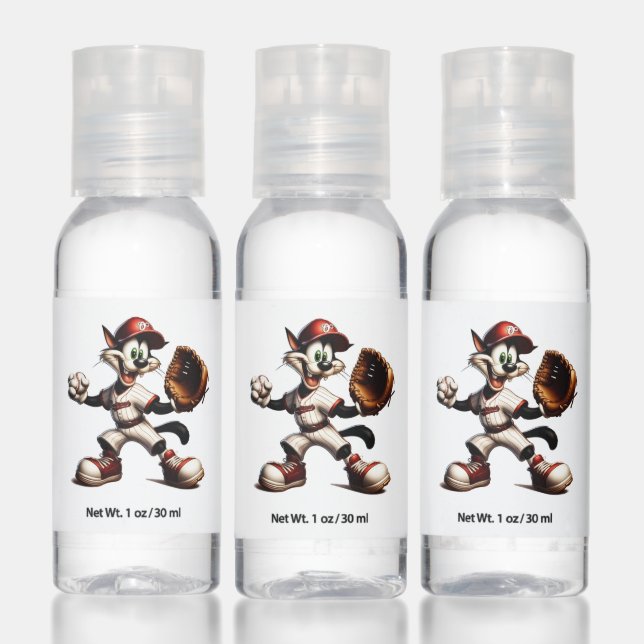 Goofy Cat Baseball Pitcher Winds Up Hand Sanitizer (Set)