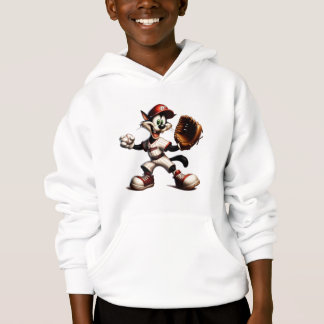 Goofy Cat Baseball Pitcher Winds Up Hoodie