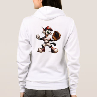Goofy Cat Baseball Pitcher Winds Up Hoodie