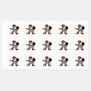 Goofy Cat Baseball Pitcher Winds Up Labels