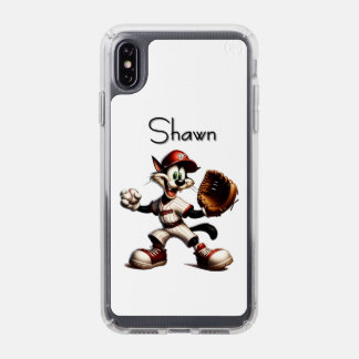 Goofy Cat Baseball Pitcher Winds Up Personal Text Speck iPhone XS Max Case