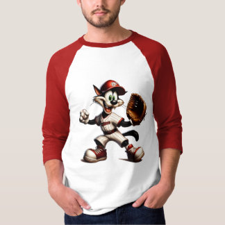Goofy Cat Baseball Pitcher Winds Up T-Shirt