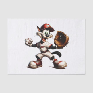 Goofy Cat Baseball Pitcher Winds Up Tissue Paper