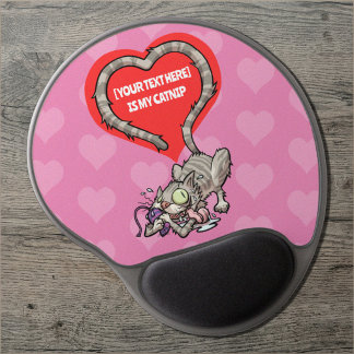 Goofy Cat Custom Text Obsession Crazy Catnip Art Gel Mouse Pad