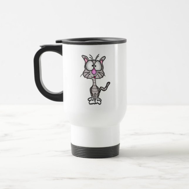 Goofy Cat Travel Mug (Left)