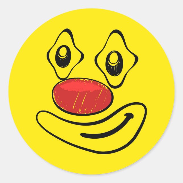 Goofy Clown Yellow Face Classic Round Sticker (Front)