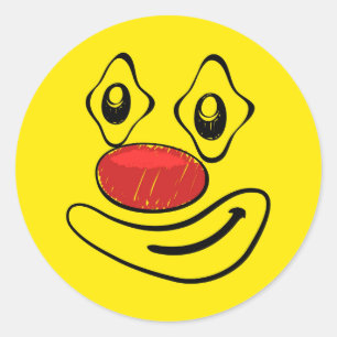 Goofy Clown Yellow Face Classic Round Sticker