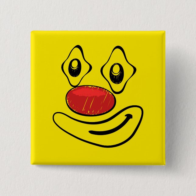 Goofy Clown Yellow Face Pinback Button (Front)