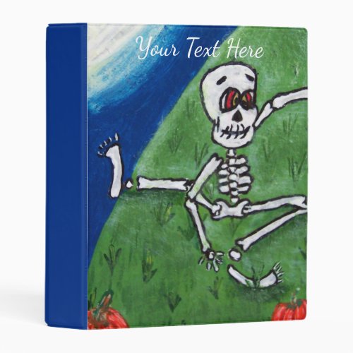 Goofy Dancing Skeleton on Hill Moon Pumpkins Mini Binder