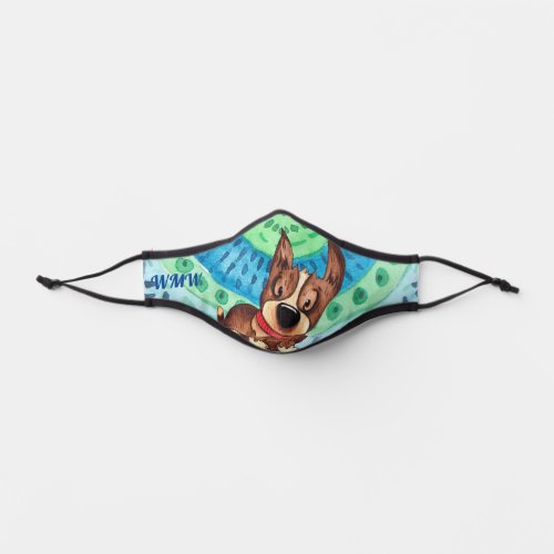 Goofy Dog Blue Green Monogram Premium Face Mask