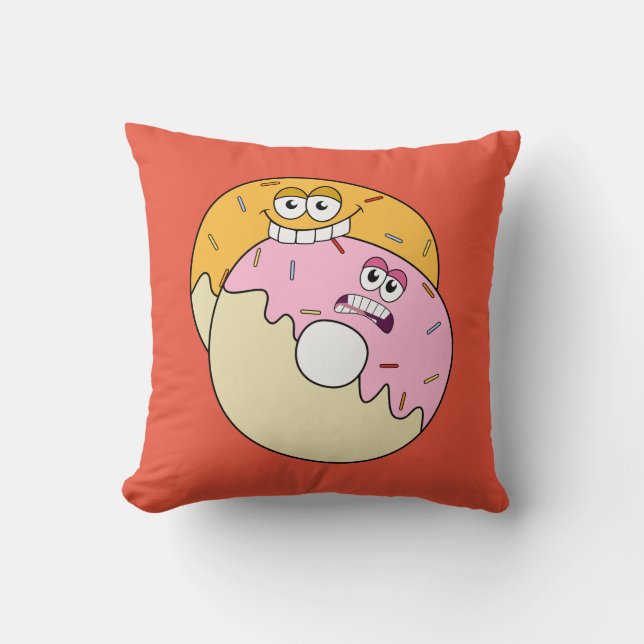 Goofy Donuts Throw Pillow (Front)