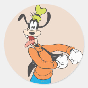 Goofy   Excited Classic Round Sticker