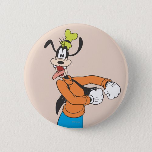Goofy  Excited Pinback Button