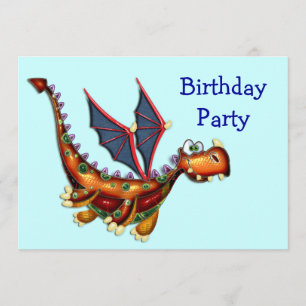 Goofy Flying Dragon Birthday Party Invitation