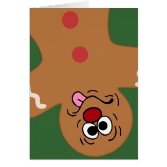 Goofy Gingerbread Man Cookie Greeting Card