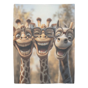 Goofy Giraffes in Glasses Duvet Cover